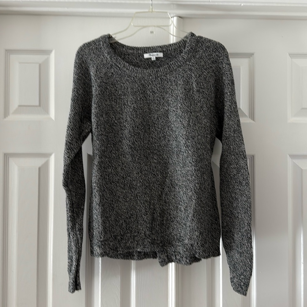 Madewell Gray crew neck sweater with parted back